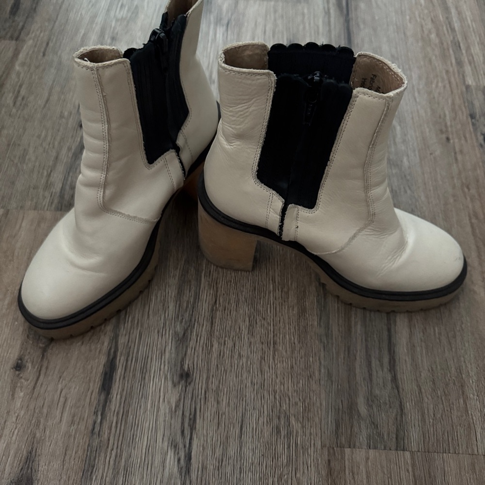 Free People Cream and Black Ankle Booties